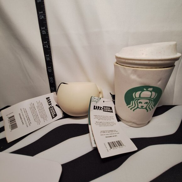 NWT Bark Super Chewer Yappuchino & Pupkin Spice Yappuchino Dog Toys 2 Pack M-L - Picture 8 of 10